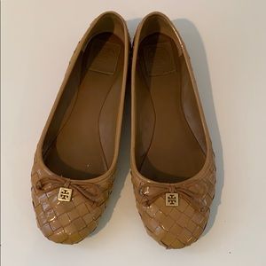 Tory Burch patent leather woven flats